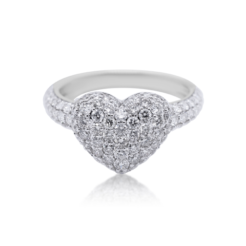 Diamond Heart Ring 1.37 ct. 14K White Gold