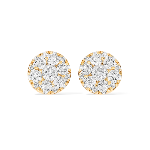 Diamond Round Cluster Earrings 0.67 ct. 14k Yellow Gold