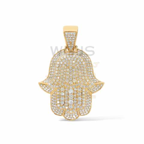 Diamond Hamza Hand Pendant 2.35 ct. 10k Yellow Gold