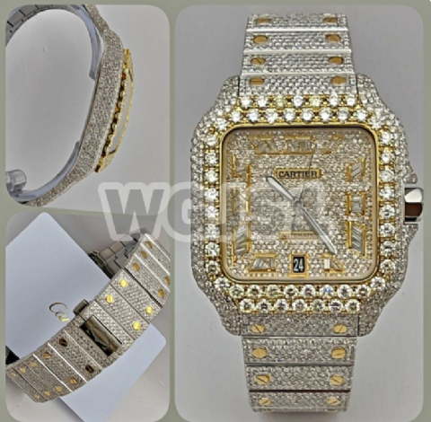 2023 Cartier Santos Diamond Watch 16.00 ct. Box and Paper