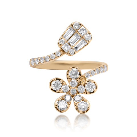 Diamond Fancy floral Ring 1.22 ct. 14K Yellow Gold