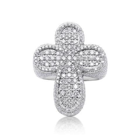 Diamond Fancy Cross Ring 4.80 ct. 14K White Gold