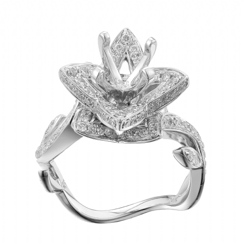 Diamond Engagement Mounting Ring 0.95 ct. 14K White Gold
