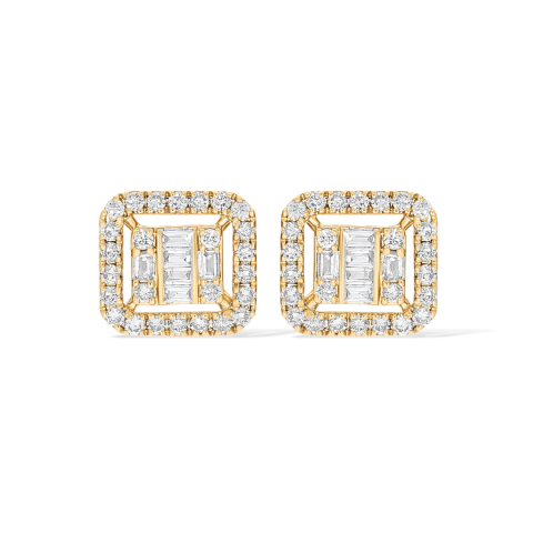 Fancy Square Baguette Diamond Earrings 0.46 ct. 14k Yellow Gold