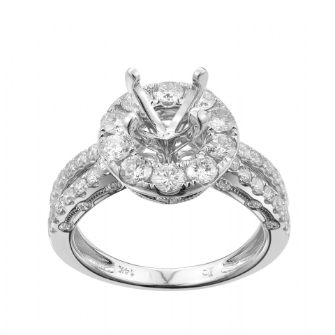 Diamond Engagement Mounting Ring 1.18 ct. 14K White Gold