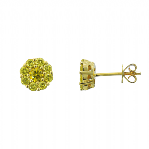 Canary Diamond Earrings 0.88 ct. 10K Yellow Gold 1.73 g