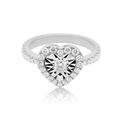 Diamond Heart Ring 0.72 ct. 14K White Gold