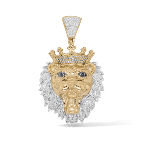 Diamond Lion Head Pendant 0.75 ct. 10K Yellow Gold