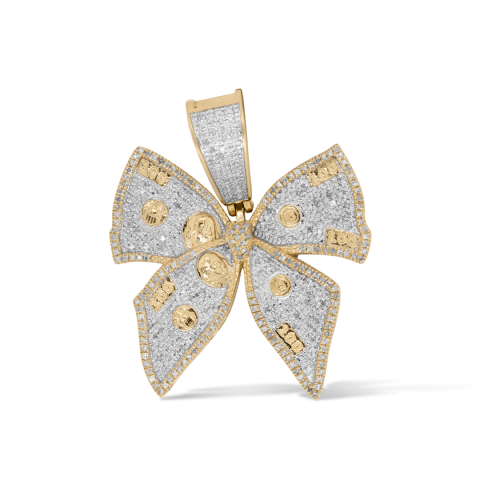 Diamond Bow Pendant 0.61 ct. 10K Yellow Gold