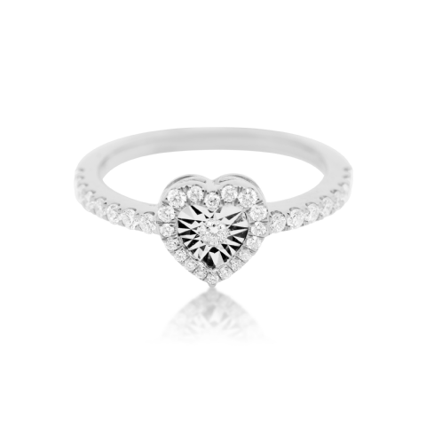 Diamond Heart Ring 0.40 ct. 14K White Gold