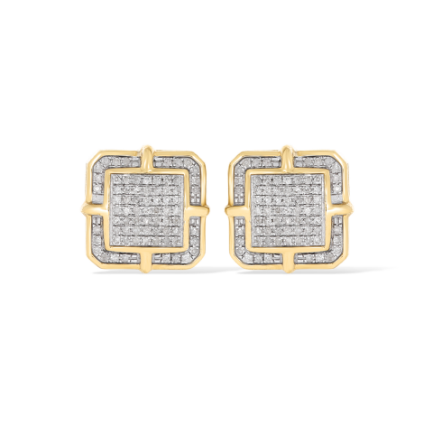 Square Design Diamond Earrings 0.31 ct. 10k Yellow Gold