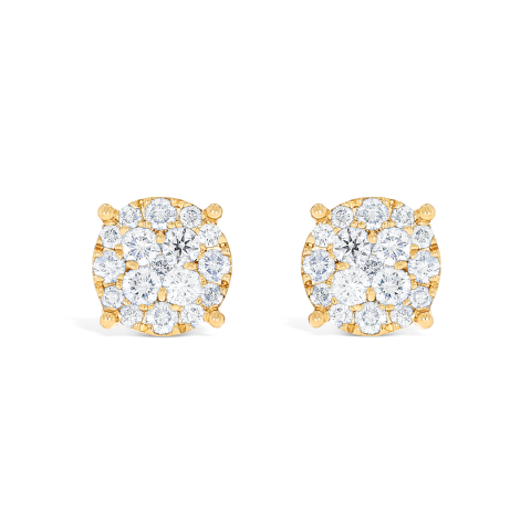 Round Diamond Earrings 0.85 ct. 10k Yellow Gold