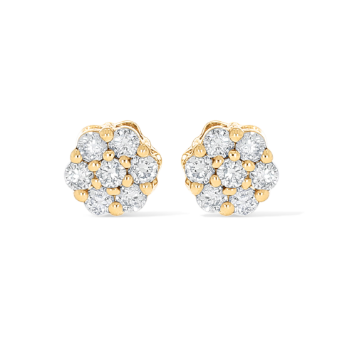 Round Cluster Diamond Earrings 0.18 ct. 10k Yellow Gold