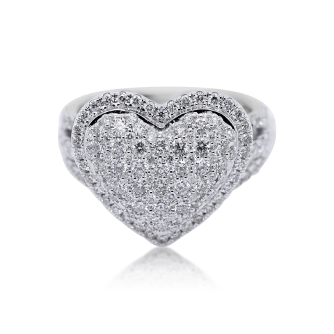 Diamond Heart Ring 1.61 ct. 14K White Gold