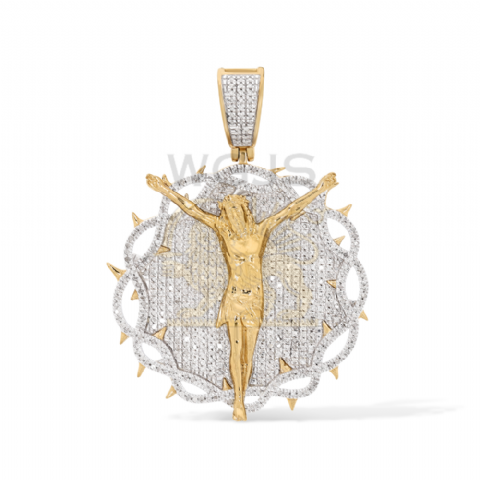 Diamond Christ Thorn Bezel Medallion 0.91 ct. 10k Yellow Gold