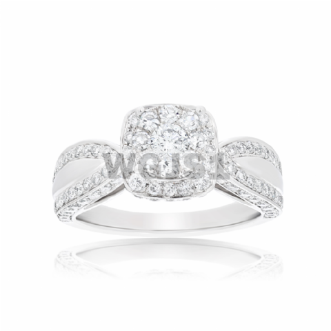 Diamond Engagement Ring 1.90 ct. Rounded Square 14k White Gold