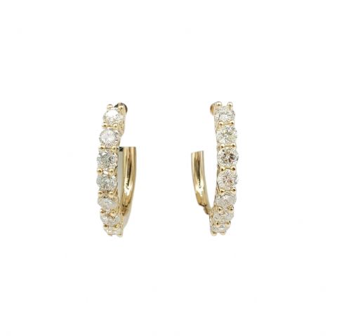 Diamond Huggies Earrings 1.44ct 14K Yellow Gold