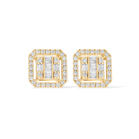 Fancy Baguette Square Diamond Earrings 0.54 ct. 14k Yellow Gold