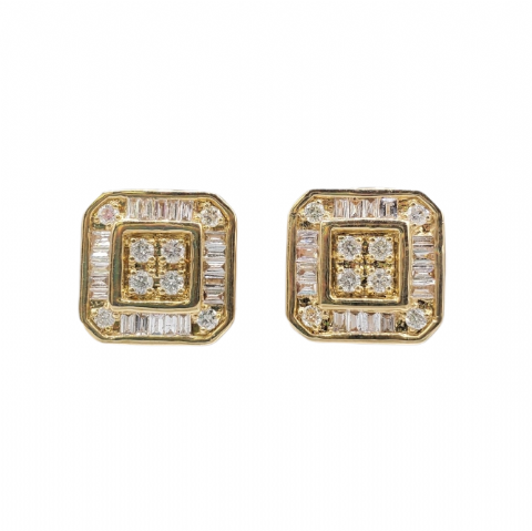 Diamond Square Earrings 0.44ct 10K Yellow Gold
