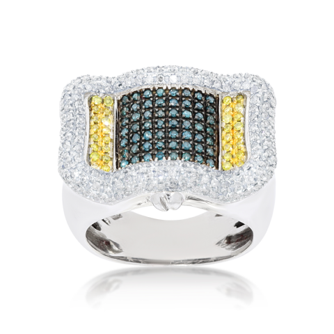 Diamond Tri-Color Ring 1.40 ct. 10K White Gold