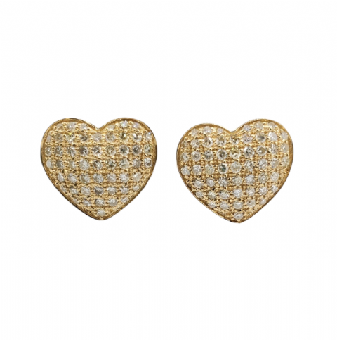 Diamond Heart Earrings 0.76ct 10k Yellow Gold