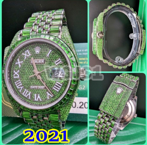 2021 Rolex 40 mm Datejust 126300 Green Sapphire Baguette Watch with Paper