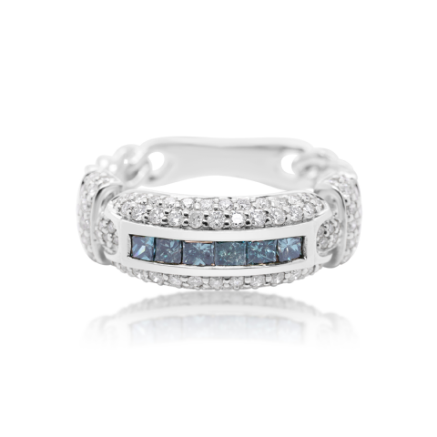 Blue Diamond Ring 0.95 ct. 14K White Gold