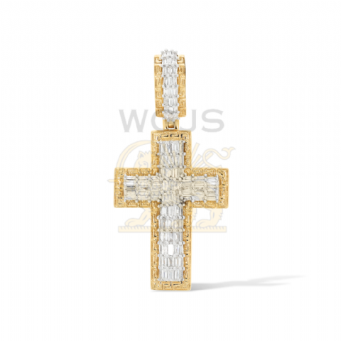 Baguette Diamond Cross Pendant 1.35 ct. 14k Yellow Gold