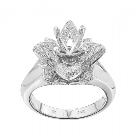 Diamond Engagement Mounting Ring 0.89 ct. 14K White Gold