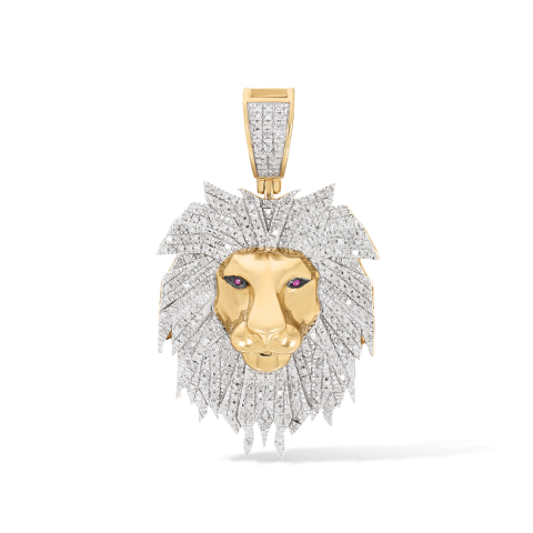 Diamond Loin head Pendant --  0.70 ct.  10K Yellow Gold