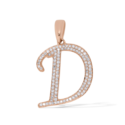 Diamond Letter D Pendant 0.25 ct. 14K Rose Gold