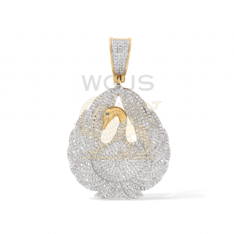 Diamond Swan Pendant 0.97 ct. 10k Yellow Gold