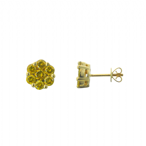 Canary Diamond Earrings 1.52 ct. 10K Yellow Gold 2.20 g