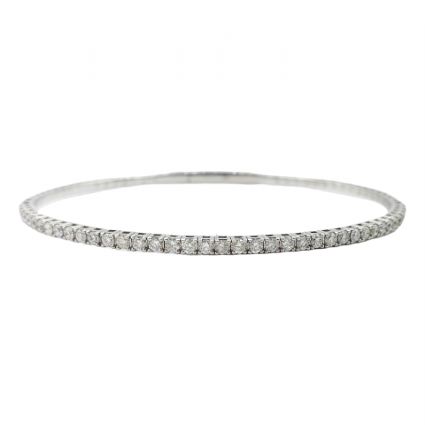 Diamond Tennis Flexi Bangle Bracelet 1.15ct 14K White Gold