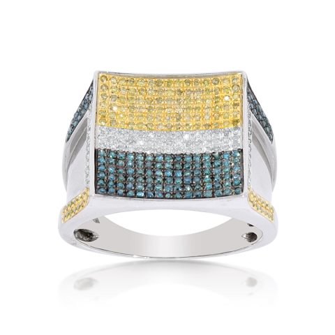 Multi-Color Diamond Ring 1.25 ct. 10K White Gold