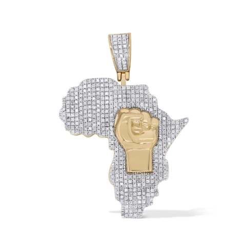 Diamond Africa Map Pendant 1.040 ct. 10K Yellow Gold