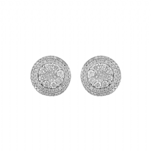 Large Diamond Earrings 3.65 ct. 14K white Gold 14.5mm