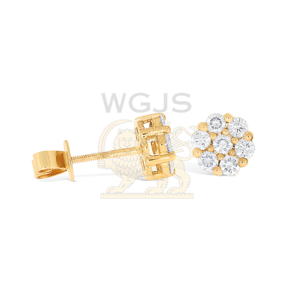 Round Design Diamond Earrings 0.90 ct. 10k Yellow Gold