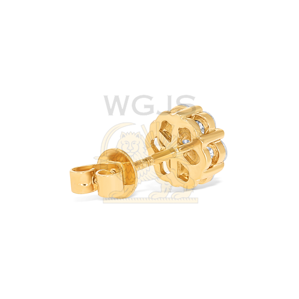 Round Design Diamond Earrings 0.90 ct. 10k Yellow Gold