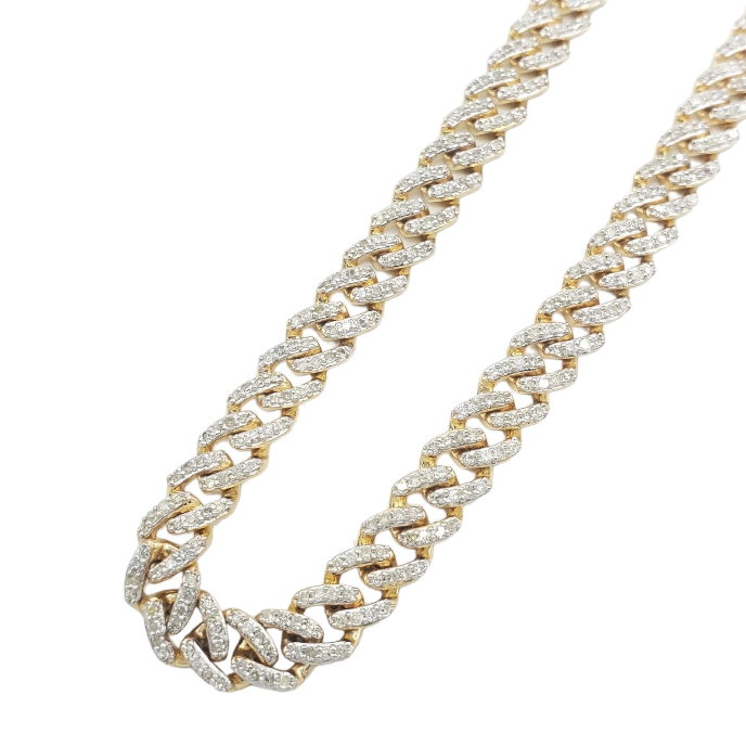 Iced Out Miami Cuban Chain 5.75ct 14k Yellow Gold