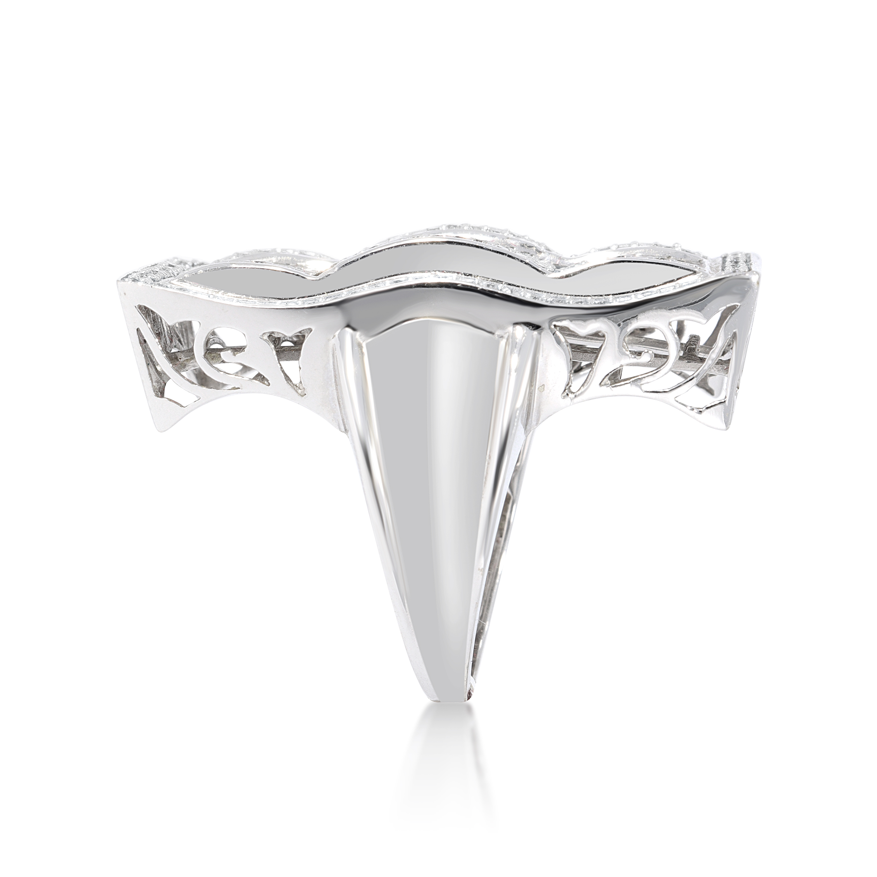 Wavy Diamond Ring 3.70 ct. 14K White Gold