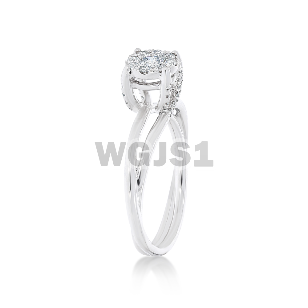 Diamond Engagement Ring Cluster 0.40 ct. 14k White Gold