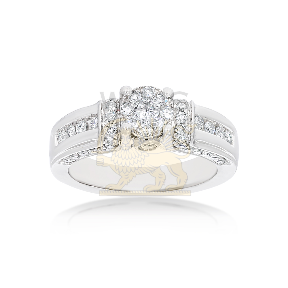 Diamond Engagement Ring 0.90 ct. Fancy Setting 14k White Gold