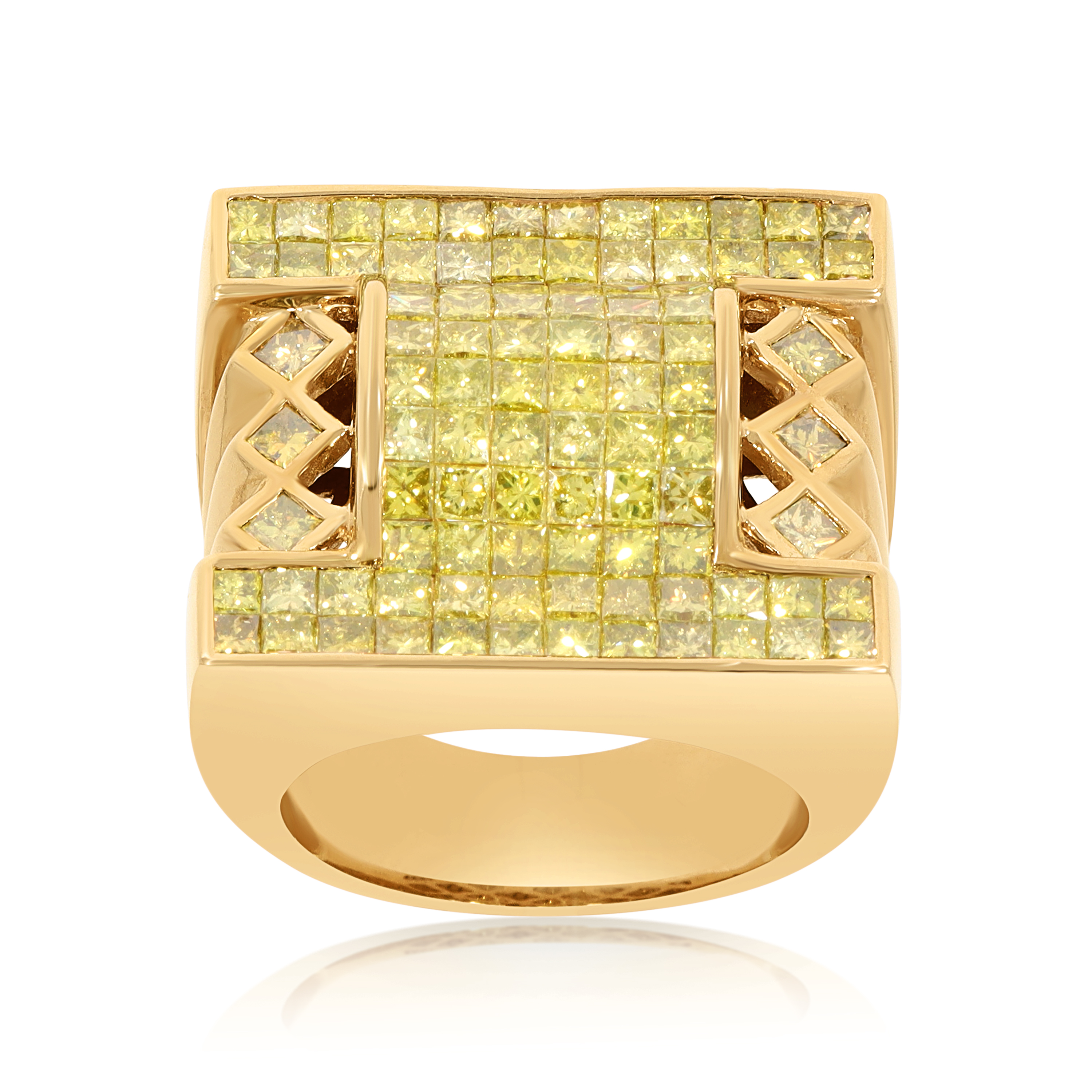 Princess Cut Canary Diamond Ring 5.65 ct. 14K Yellow Gold