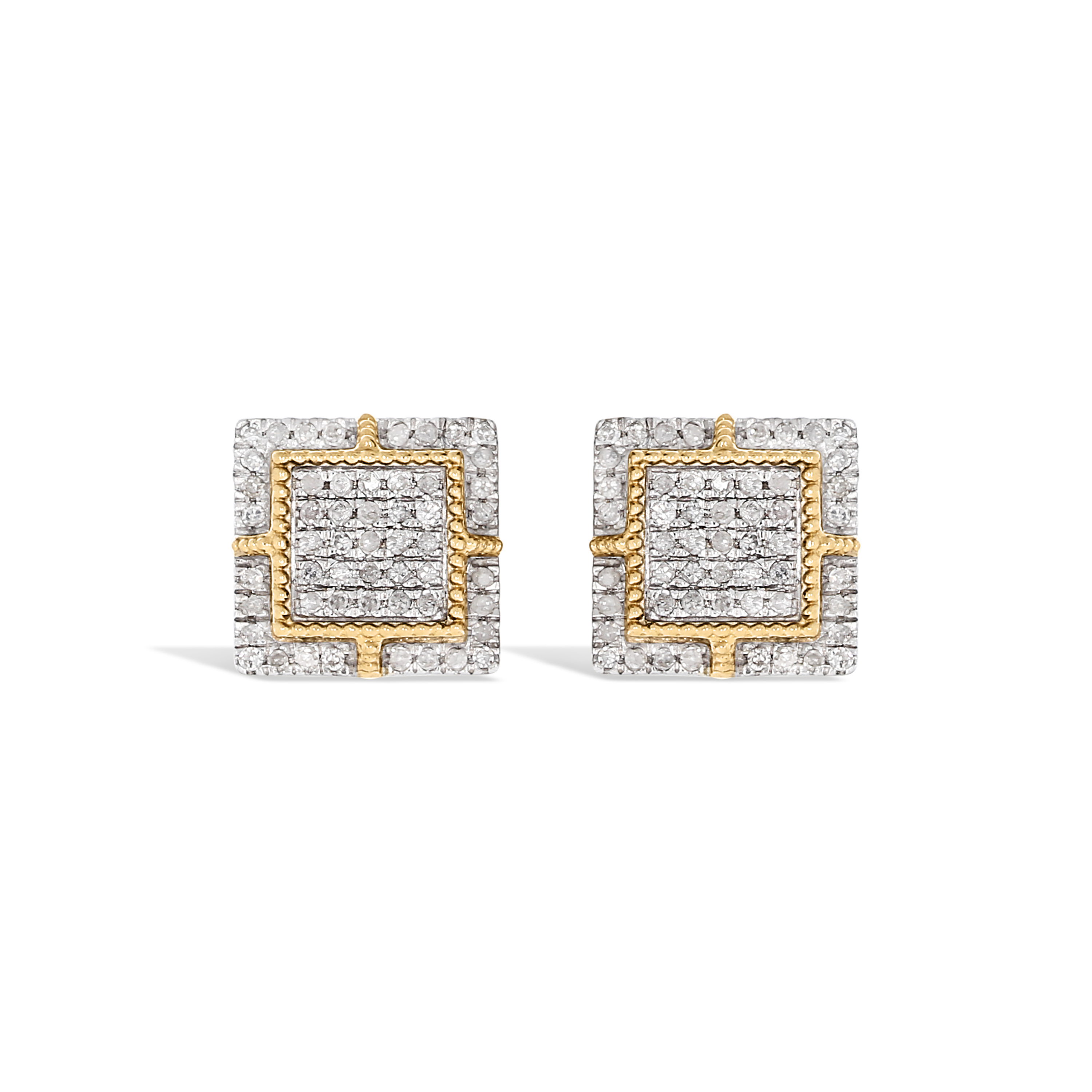 Diamond Earrings Square Design 0.26 ct. 10k Yellow Gold