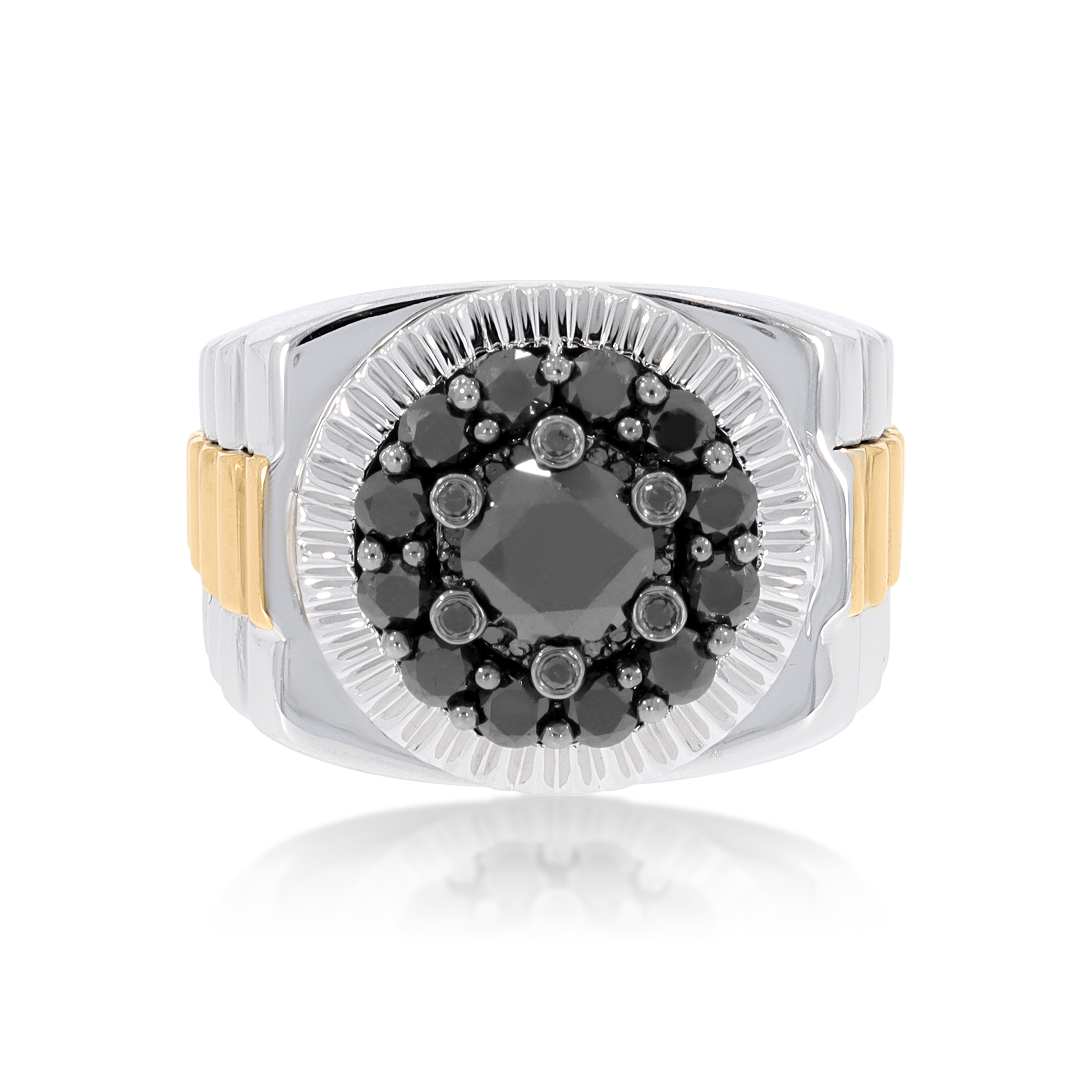 Black Diamond Ring 2.89 ct. 10K White Gold With Yellow sides