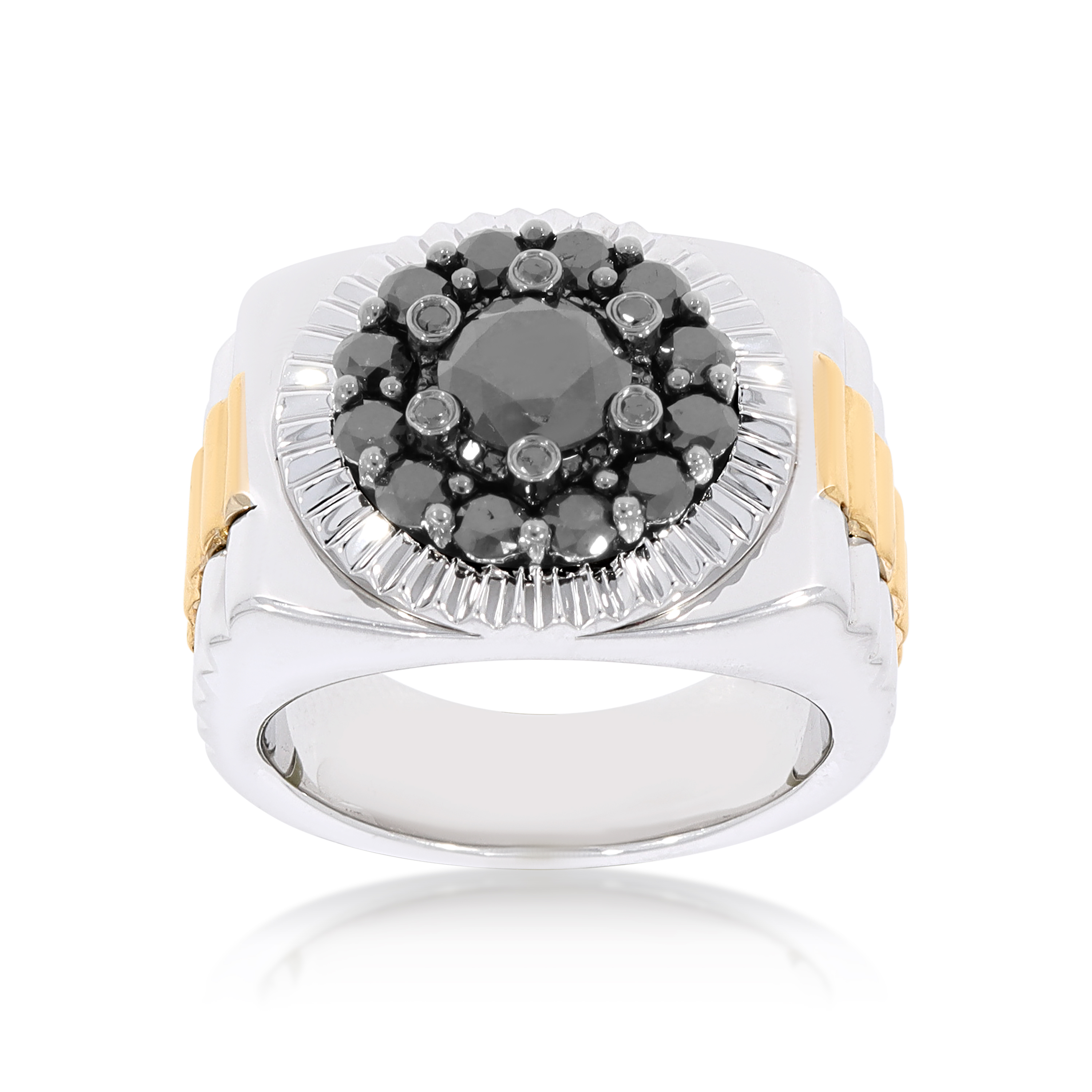 Black Diamond Ring 2.89 ct. 10K White Gold With Yellow sides