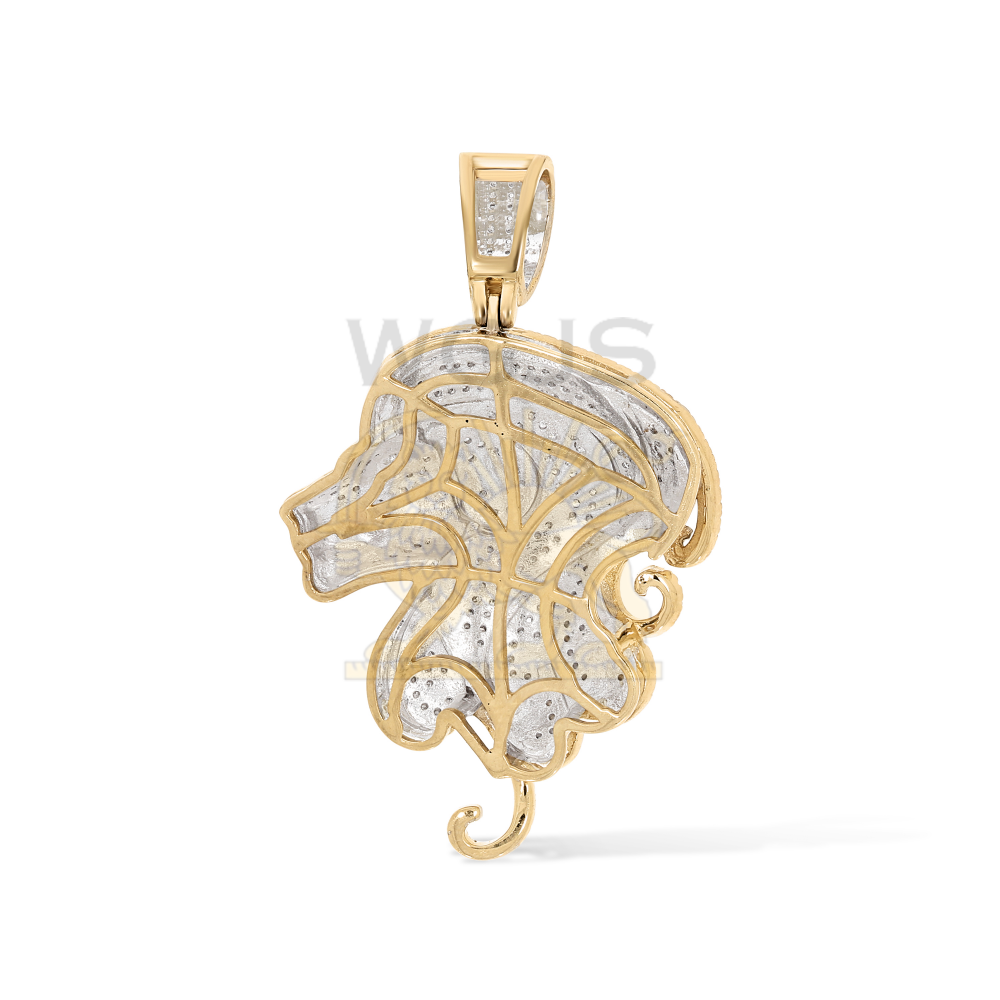 Diamond Lion Head Side Profile Pendant 1.04 ct. 10k Yellow Gold