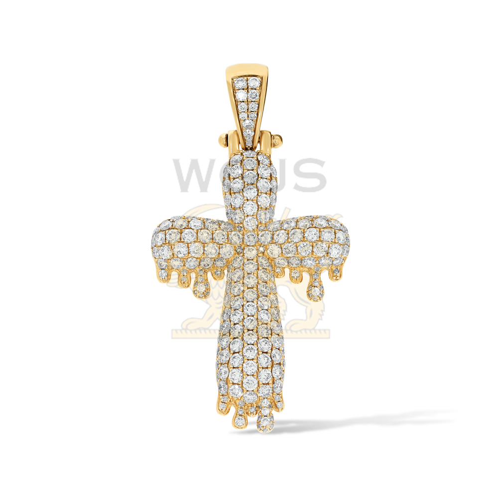 Diamond Drip Cross 3.02 ct. 10k Yellow Gold