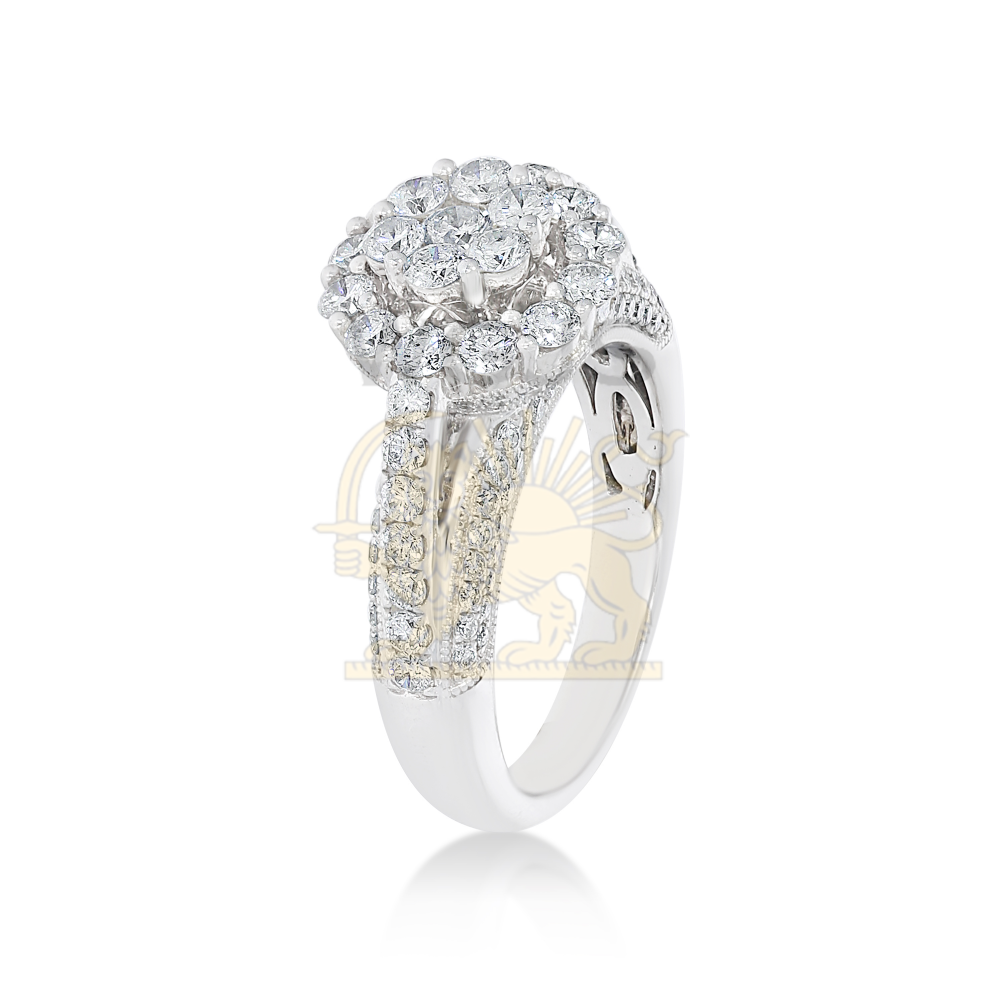 Diamond Engagement Ring Fancy 1.90 ct. 14k White Gold